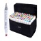 Set 80 bucati Markere TouchFive multicolor, cu 2 capete diverse culori si geanta