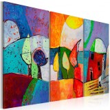 Cumpara ieftin Tablou pictat manual - Colourful landscape 120x80 cm
