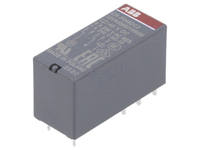 Releu electromagnetic DPDT 48VDC 8A 250VAC PCB