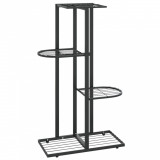 Suport pentru flori cu 4 nivele, negru, 43x22x76 cm, metal