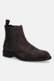 BOSS botine din piele &icirc;ntoarsă Tayil culoarea maro, 50548229