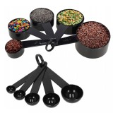 Set 10 linguri de masurat, plastic, 1-200 g, negru