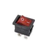 Buton rocker mini ON, OFF iluminat cu mentinere, 6A 250V AC, DPST, montaj panou, rosu, KCD1-104-00-RED