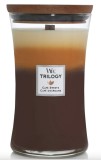 Lumanare Parfumata WoodWick Trilogy Cafe Sweets, 609.5g, cu Fitil Lemn Pluswick, Miros Vanilie &amp; Caramel, Ardere Curata