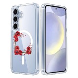 Husa pentru samsung galaxy s25 plus, atasare magnetica, magsafe, pink wreath 4, clear
