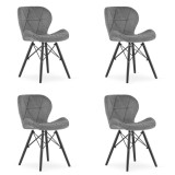 Set 4 scaune stil scandinav, Artool, Lago Velvet, catifea, lemn, gri si negru, 47x36x73.5 cm