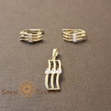 Set cercei si pandantiv model serpuit cu zirconia - placat 14k