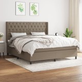 Cumpara ieftin Pat box spring cu saltea, gri taupe, 160x200 cm material textil