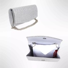Geanta mica, plic seara pentru ocazii si petreceri, 20 x 10 cm, Magrot B-33 - Argintiu