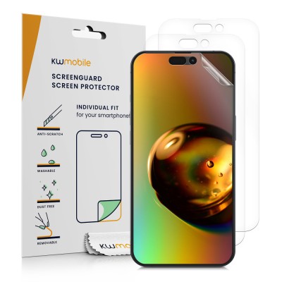 Set 3 folii de protectie Kwmobile pentru Apple iPhone 14 Pro Max, Fata, Polimer, 59226.1 foto