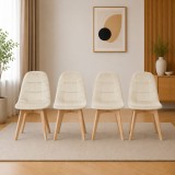 Cumpara ieftin Set 4 scaune bucatarie/living, Artool, Bora, catifea bej, picioare lemn natur, 44.5x54x81.5 cm