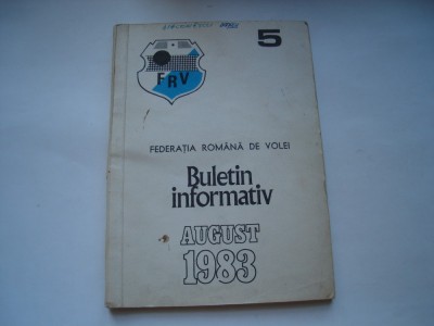 Buletin informativ nr. 5. August 1983 - Federatia romana de volei foto