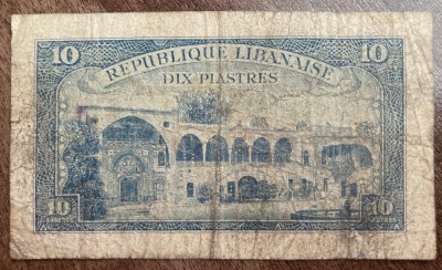 B11 8 - Bancnota foarte veche - Liban - 10 piastri - 1950 foto