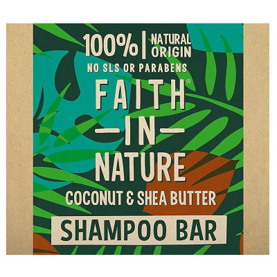 Sampon Natural Solid Nutritiv cu Cocos si Unt de Shea pentru Par Uscat 85 grame Faith In Nature foto