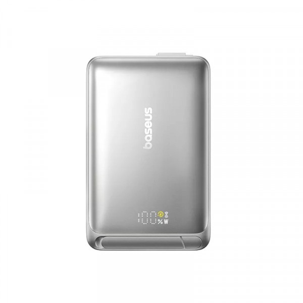 Baterie Externa Wireless Baseus Nomos, 10000mAh, 45W, PD + FQI, 1 x QI - 2 x USB-C, Gri P10078800843-00