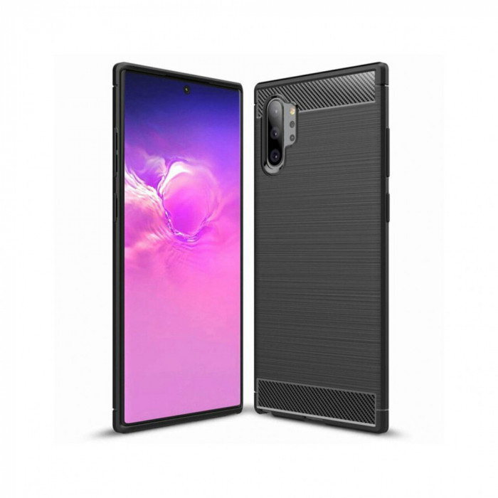 Husa Compatibila cu Samsung Galaxy Note 10 Plus 4G / Note 10 Plus 5G Techsuit Carbon Silicone Negru