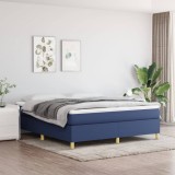 Cumpara ieftin Pat box spring cu saltea, albastru, 180x200 cm, material textil
