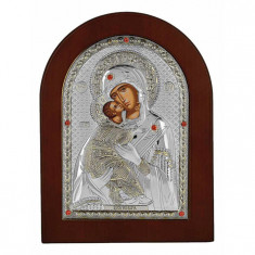 Icoana Argintata Maica Domnului Vladimir 7.5&#215;9.5 cm COD: 1655