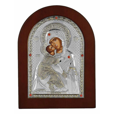 Icoana Argintata Maica Domnului Vladimir 7.5&amp;amp;#215;9.5 cm COD: 1655 foto