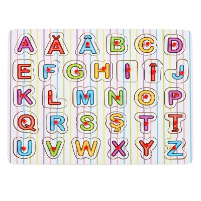 Puzzle Lemn Educațional, Alfabet, Multicolor, 31 Piese, 21.5x29.5cm foto