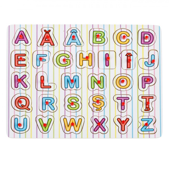 Puzzle Lemn Educațional, Alfabet, Multicolor, 31 Piese, 21.5x29.5cm