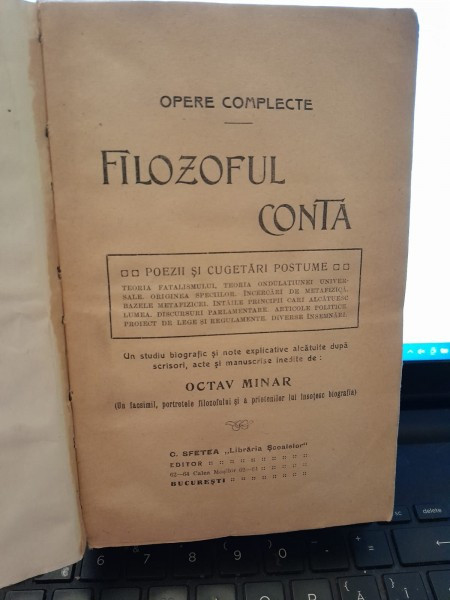 Opere complete, Filozoful Conta - Octav Minar