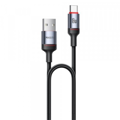 Cablu Date si Incarcare USB-A - USB-C Yesido CA129C, 18W, 1.2m, Negru foto