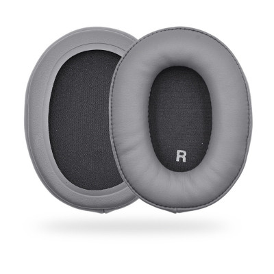 Set 2 bureti TXE pentru casti Audio-Technica ATH M50X, M50XBT, M50, M40X, M30, M20, M10, Gri inchis, Spuma cu memorie, Piele ecologica foto