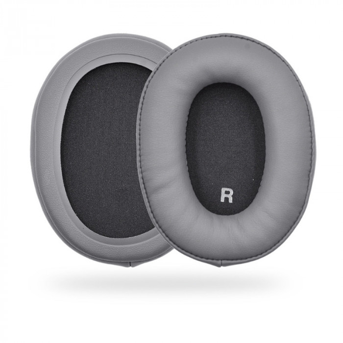 Set 2 bureti TXE pentru casti Audio-Technica ATH M50X, M50XBT, M50, M40X, M30, M20, M10, Gri inchis, Spuma cu memorie, Piele ecologica