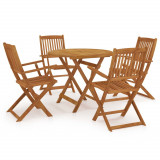 VidaXL Set mobilier de exterior pliabil, 5 piese, lemn masiv de acacia