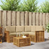 vidaXL Seturi de canapele 5 pcs Natural și Bej Lemn Solid de Acacia 3374768