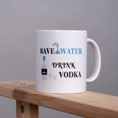 Cană personalizată "Save water, drink vodka" Termosensibila - Negru interior