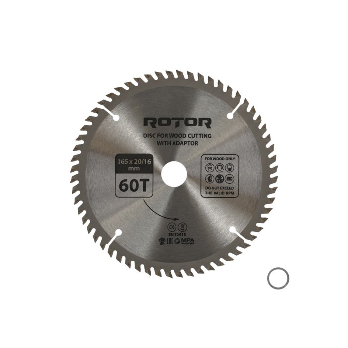 Disc taiat lemn ROTOR 165*20/16 cu adaptor 60T Innovative ReliableTools