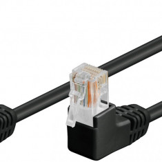 Cablu UTP Cat5e patch cord 0.5m RJ454-RJ45 cu mufe cotite negru Goobay