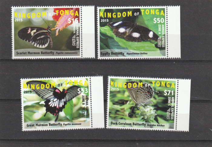 Tonga 2015-Fauna,Fluturi,serie 4 valori,(partea a I-a),dant,,MNH,Mi.2044-2047