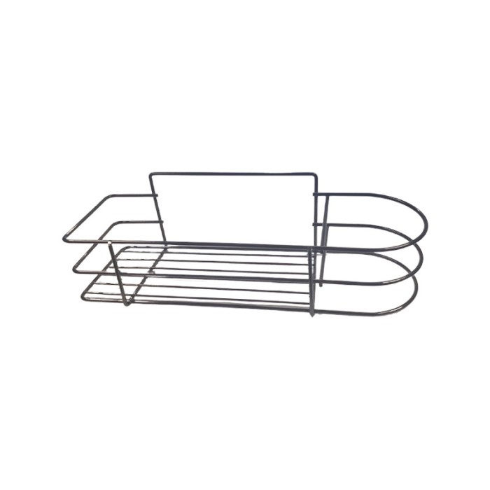 Etajera din metal pentru baie, un raft, prindere cu adeziv, negru mat, SY302B, 350 x 115 mm