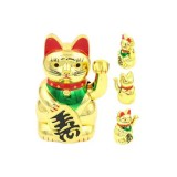 Cumpara ieftin Pisica norocoasa Feng Shui din Plastic, 15 cm lungime - Auriu