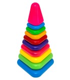 Piramida Triunghiulara Mare, 10 Bucati, 30 cm, Jucarie Educativa din Plastic Non-Toxic, Varsta 1-3 ani, Fabricata in Ucraina