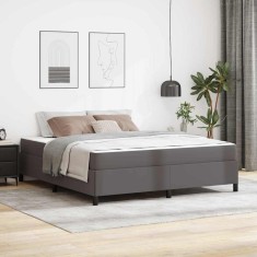 vidaXL Cadru de pat cu saltea Gri 180 x 200 cm Piele artificială