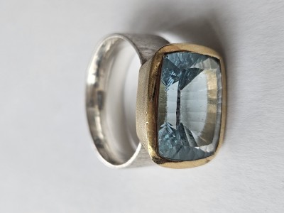 Inel din argint cu acvamarin #3096 foto