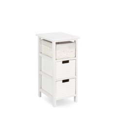 Comoda lemn alb textil bej Leonie 26x32x62h