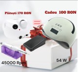 Aparat de manichiură și pedichiură 35000 rotații 45 wați ZS-601 alb + lampă 58W ca un cadou.