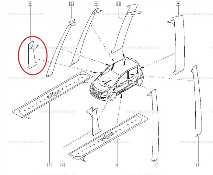 Ornament exterior usa fata dreapta Renault Modus , original 8200666081 Kft Auto