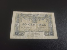 France Calais 50 Centimes Banknote 1922 foto