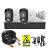 Kit supraveghere Uniview, 2 mini camere de exterior, ColorHunter, 5MP 2K+, Lumina Alba 20m, Vedere color pe timp de noapte, DVR 4 canale, Accesorii mo