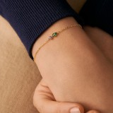 Cumpara ieftin Bratara din Argint 925 Placata cu Aur - Duet culori imitatii Smarald si Tanzanit Minimalist