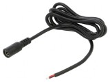 Cablu DC 5,5/2,5 soclu drept negru 1m 2x0,5mm2