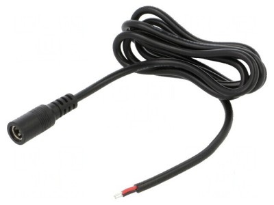 Cablu DC 5,5/2,5 soclu drept negru 1m 2x0,5mm2 foto