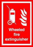 Wheeled fire extinguisher sign