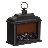 Felinar decorativ tip semineu, 21 x 10 x 20 cm, Negru